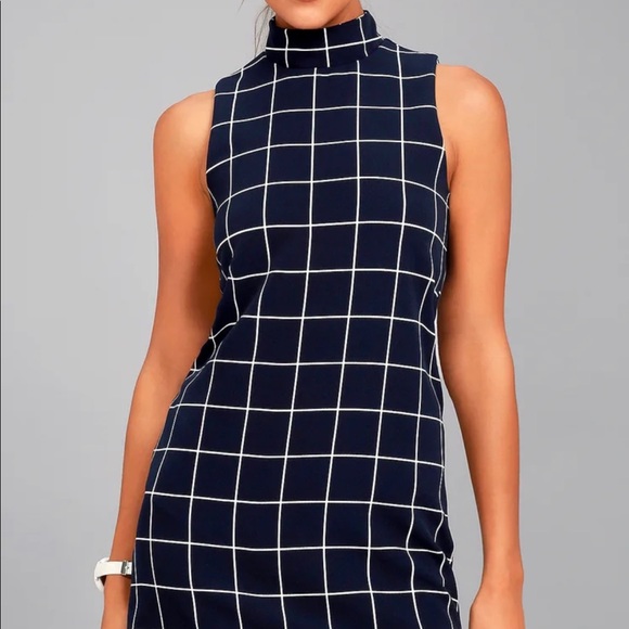 Lulus Navy Print Shift Dress NWT size M - Picture 2 of 6